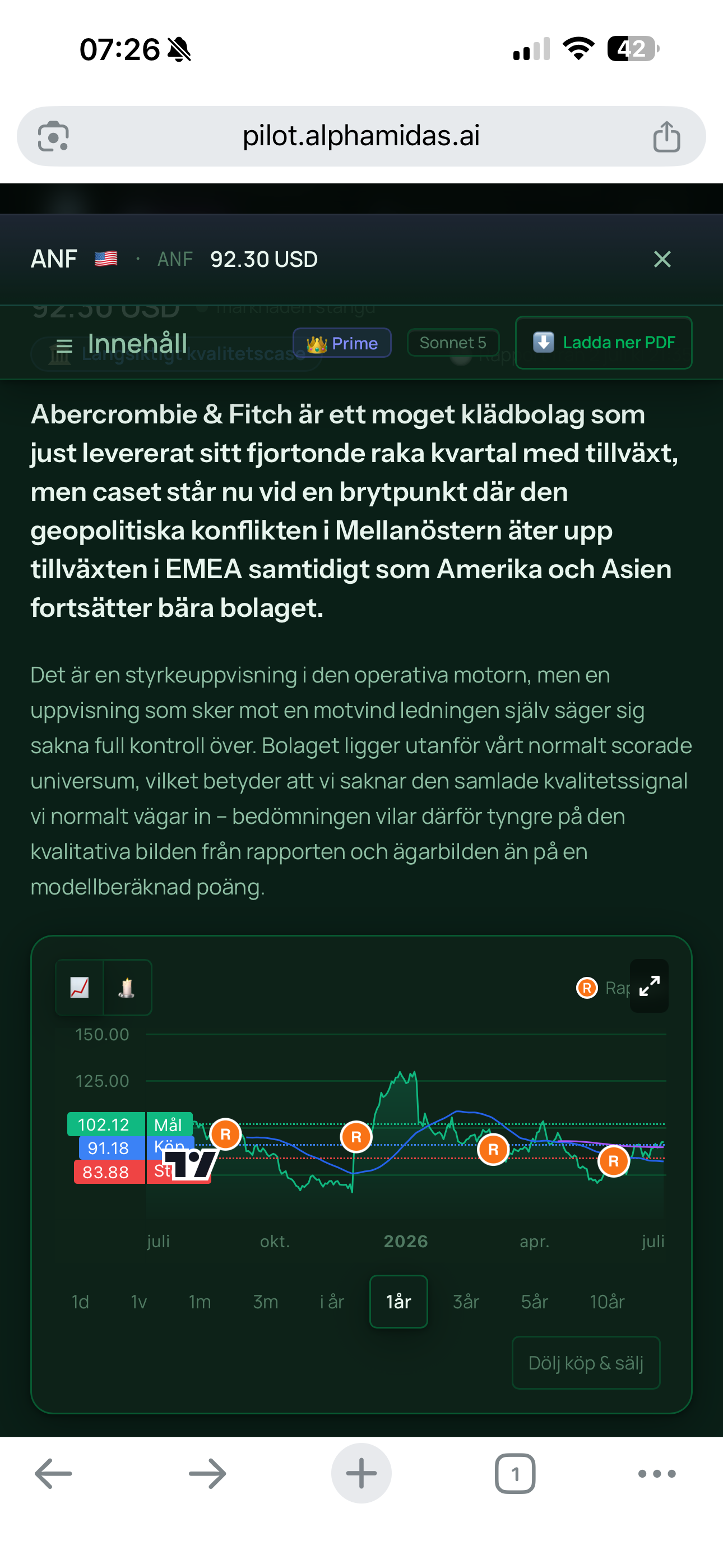 PRIME-djupanalys på mobilen: verdikt, nivåer och pre-mortem